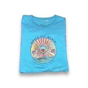Blue 84 Siesta Key Beach Blue Graphic Destination Tshirt Size Medium - "Blanca"